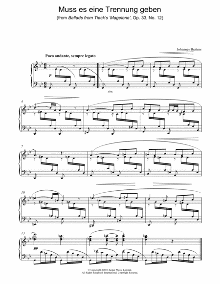 Muss es eine Trennung geben (from Ballads from Tieck's 'Magelone', Op. 33, No. 12)