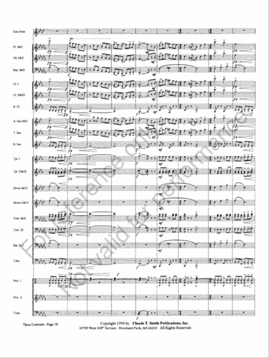 Three Contrasts for Two Horns And Wind Ensemble Concert Band scores gallery preview page 22