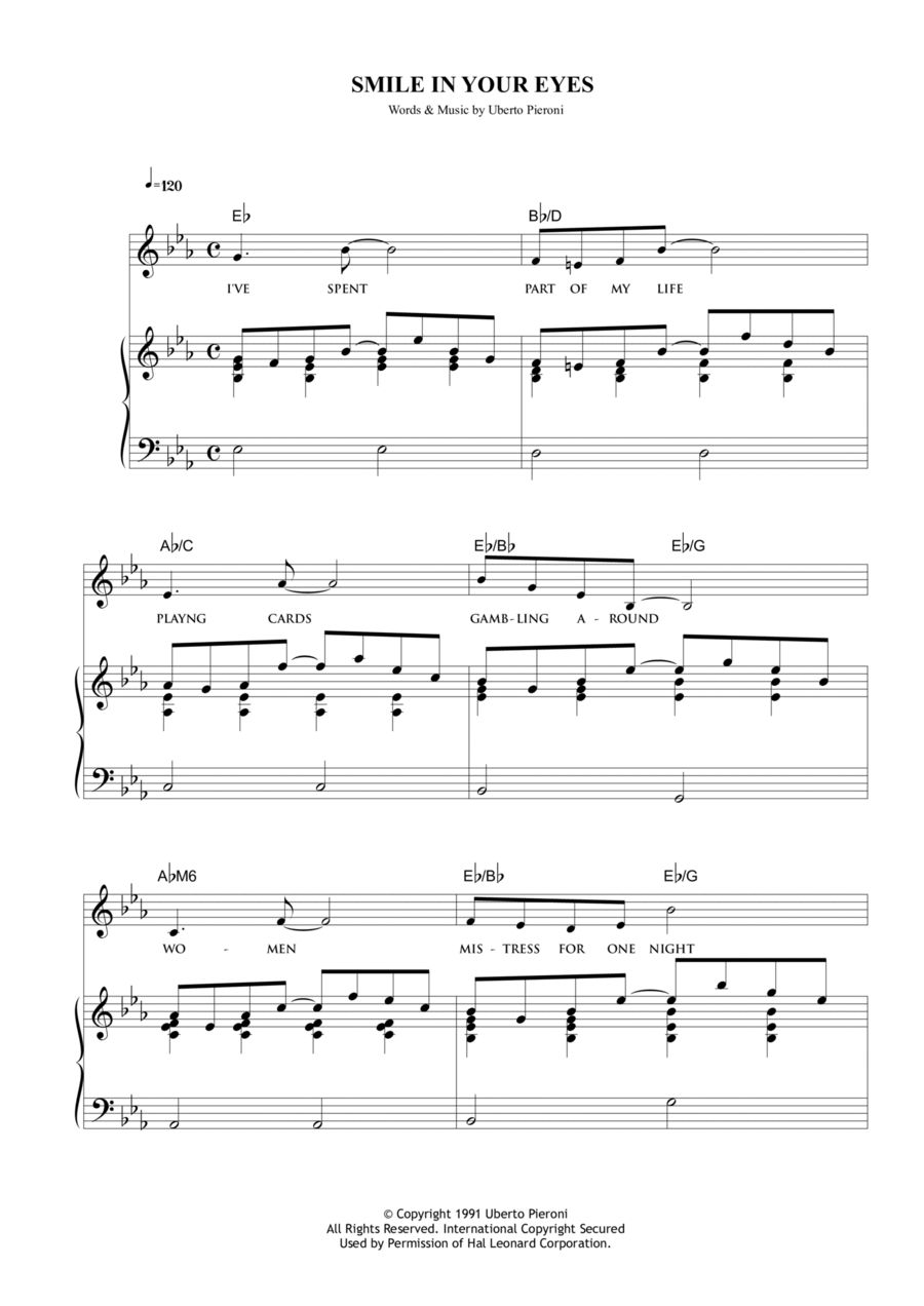 Smile in your eyes Piano, Vocal, Guitar scores gallery preview page 1