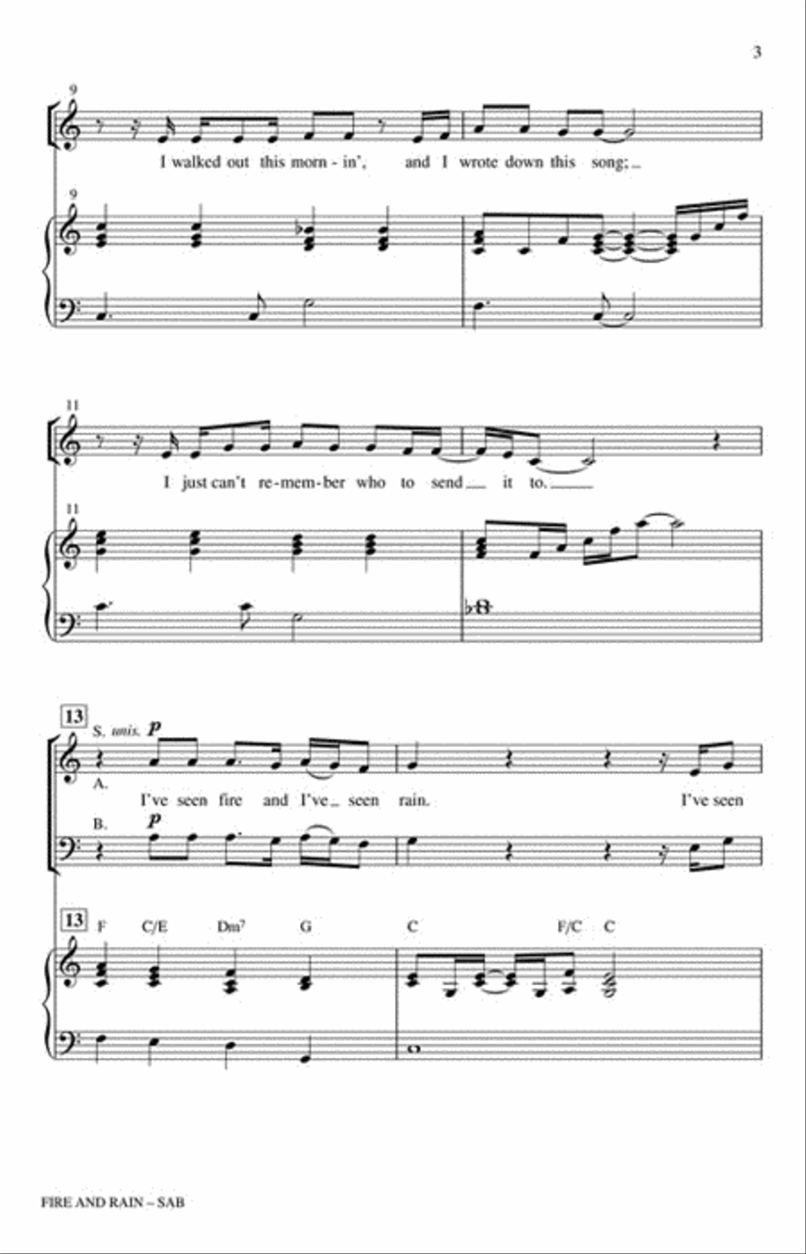 Fire and Rain 3-Part scores gallery preview page 3