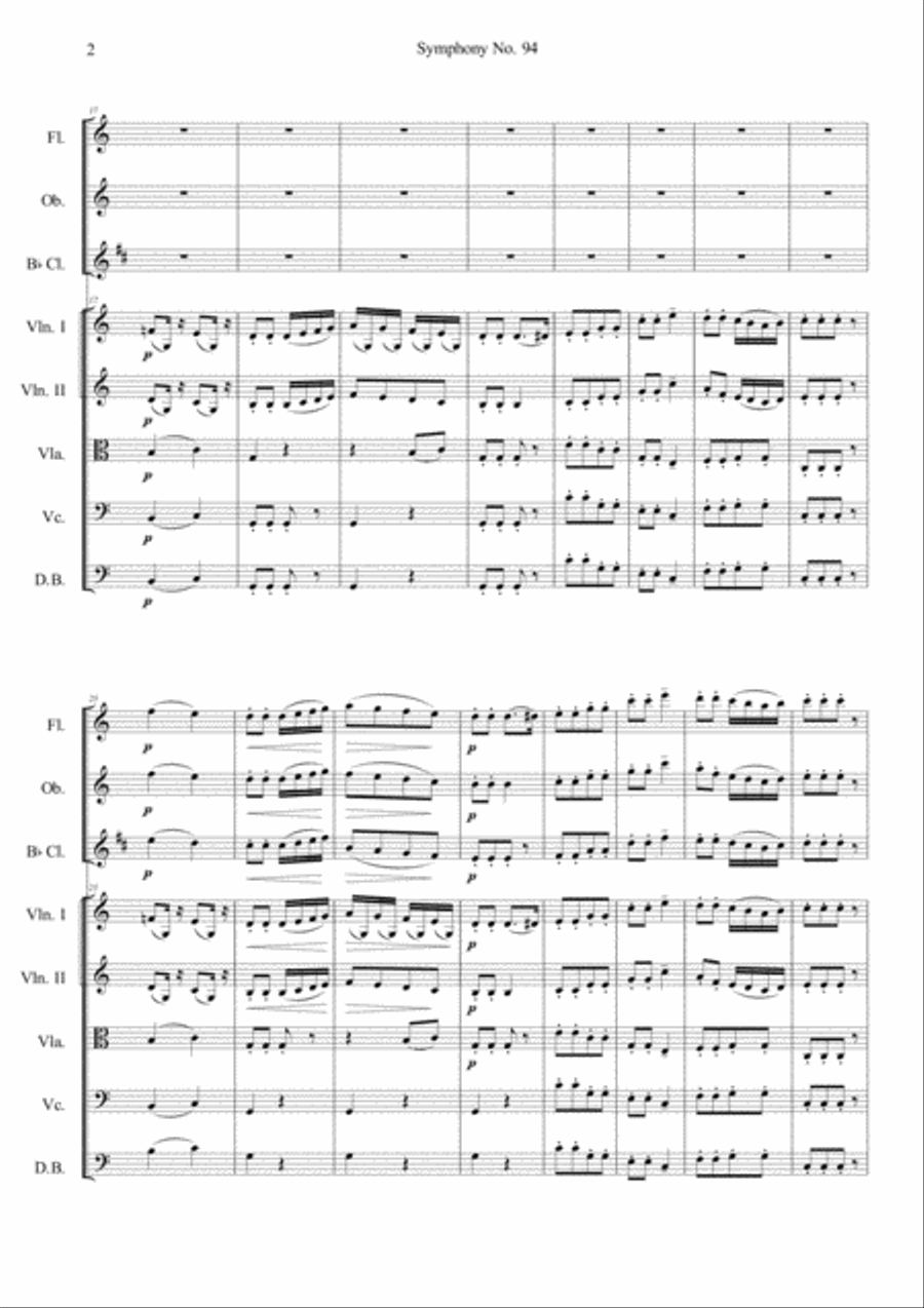 Symphony No.94 In G Major II Andante (Short Ver.) Orchestra scores gallery preview page 2