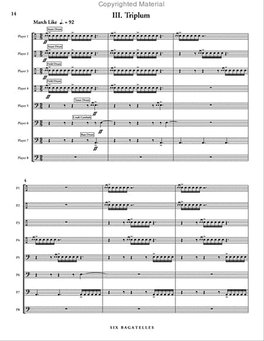Six Bagatelles (score & parts) Percussion Ensemble scores gallery preview page 6