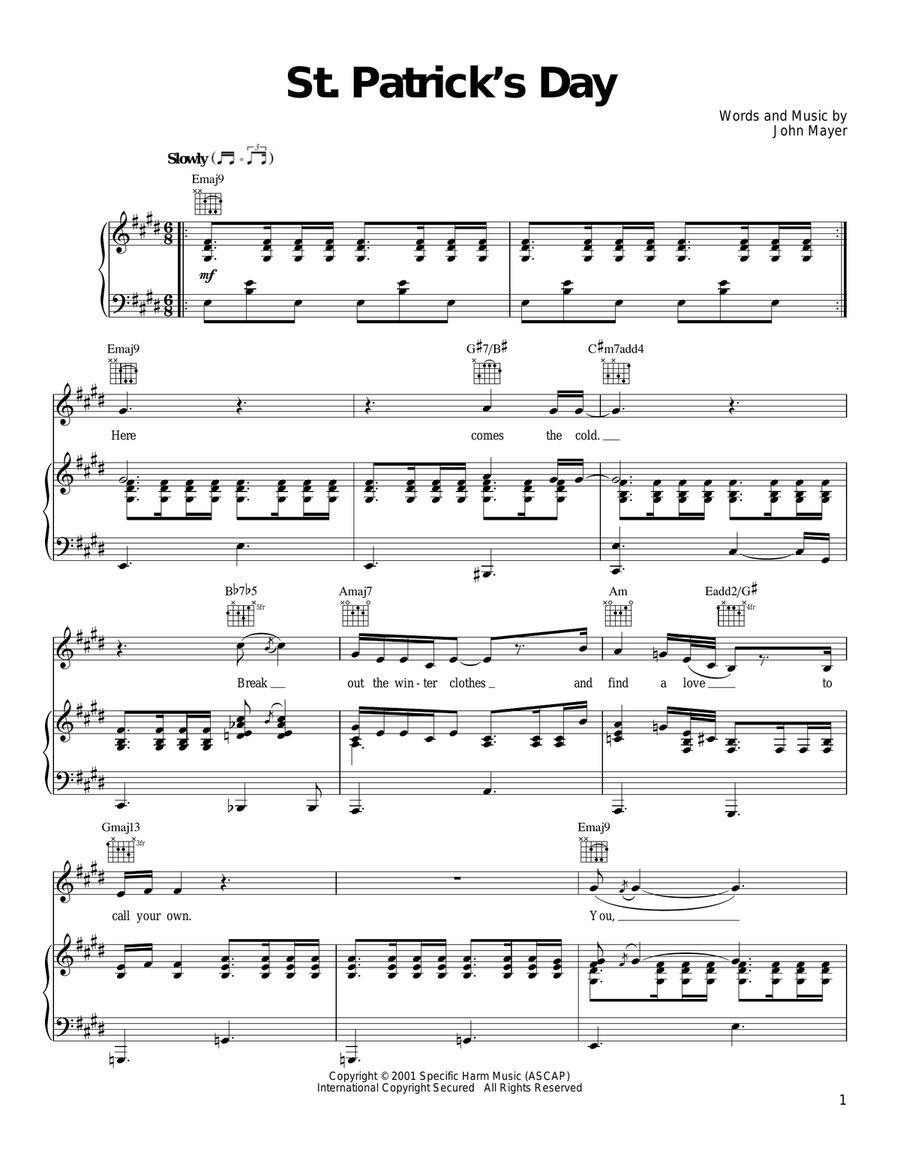 St. Patrick's Day Piano, Vocal, Guitar scores gallery preview page 1