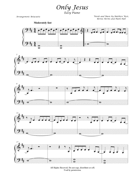 Only Jesus (Casting Crowns) - Matthew West (Sheet Music Easy Piano)