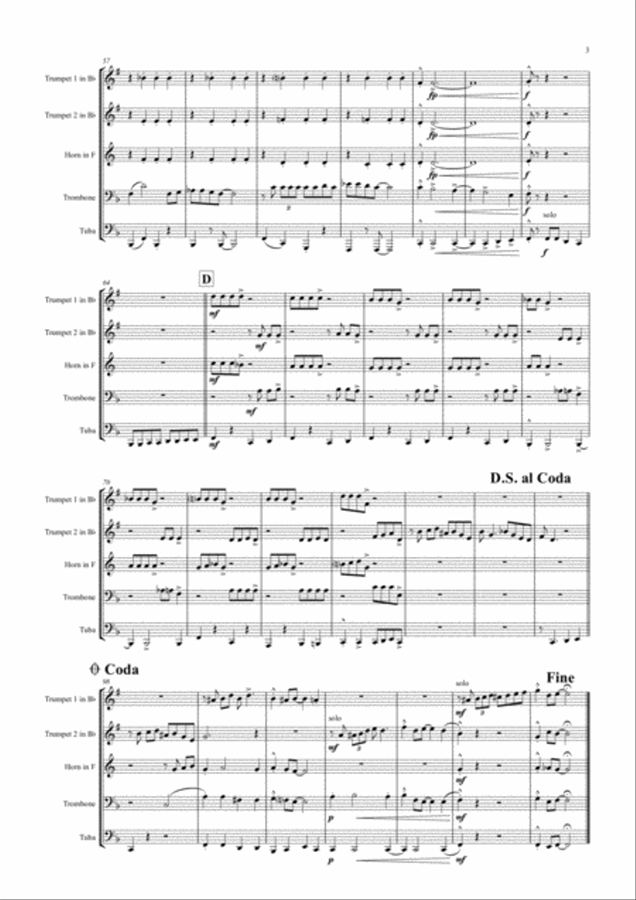 Who has got the blues? - You & you & you :-) - Brass Quintet Brass Quintet scores gallery preview page 3