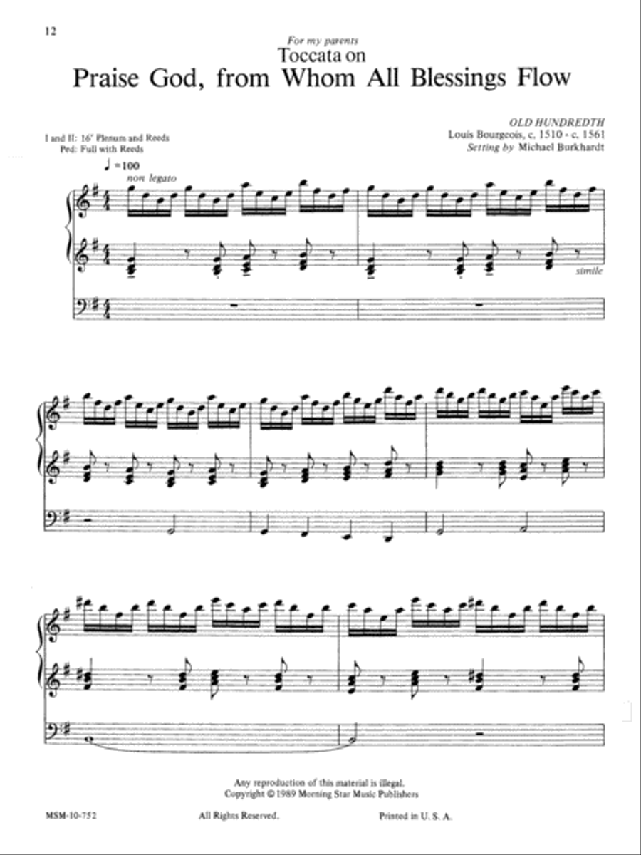 Praise God, from Whom All Blessings Flow Organ scores gallery preview page 1