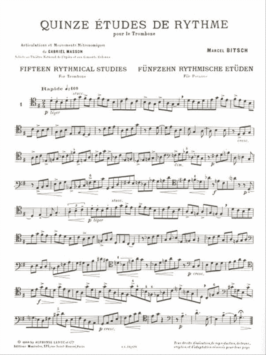Fifteen Rhythmical Studies for Trombone Trombone Solo scores gallery preview page 2
