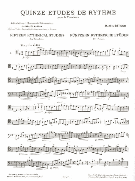 Fifteen Rhythmical Studies for Trombone