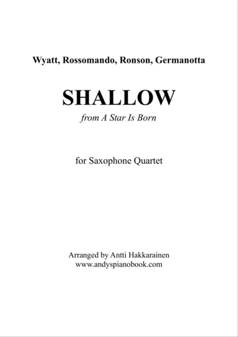 Shallow Shallow Saxophone Quartet scores gallery preview page 1