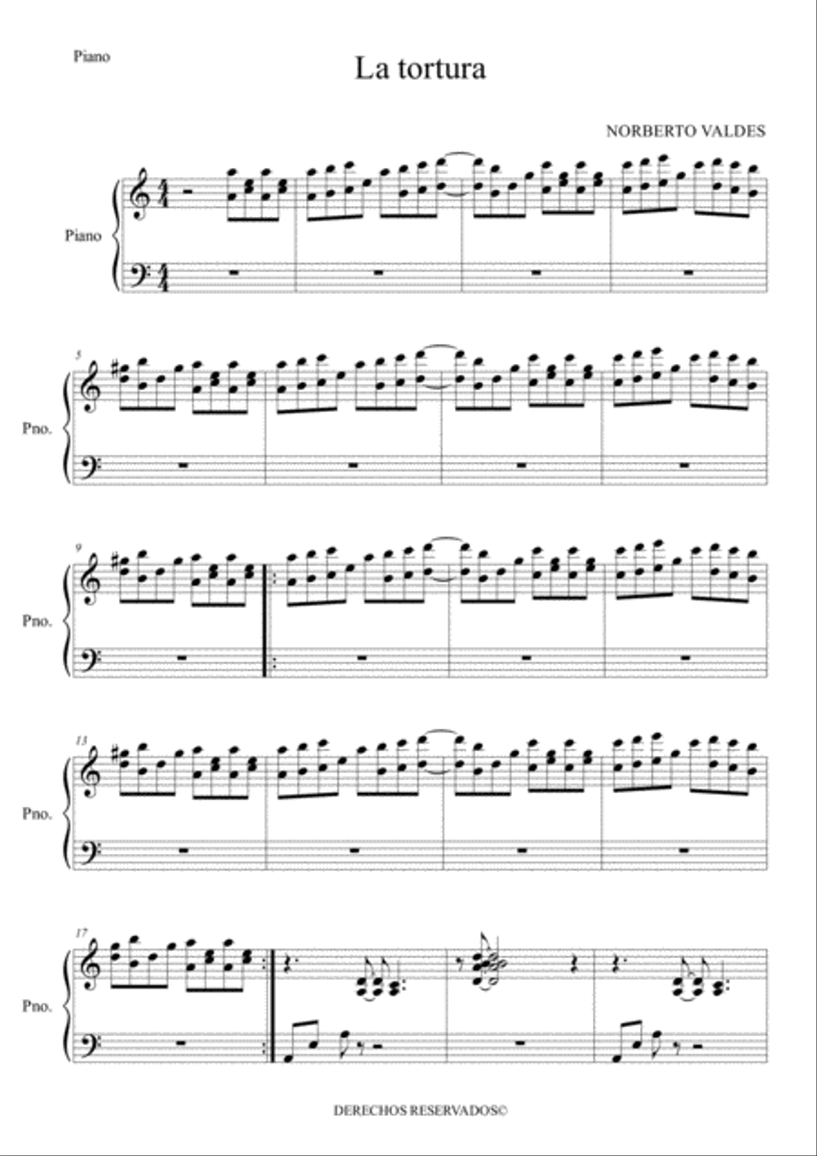 La Tortura La Tortura Piano Solo scores gallery preview page 1