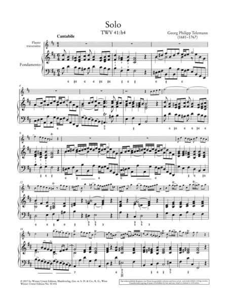 Sonata for Flute and Basso Continuo TWV 41:h4