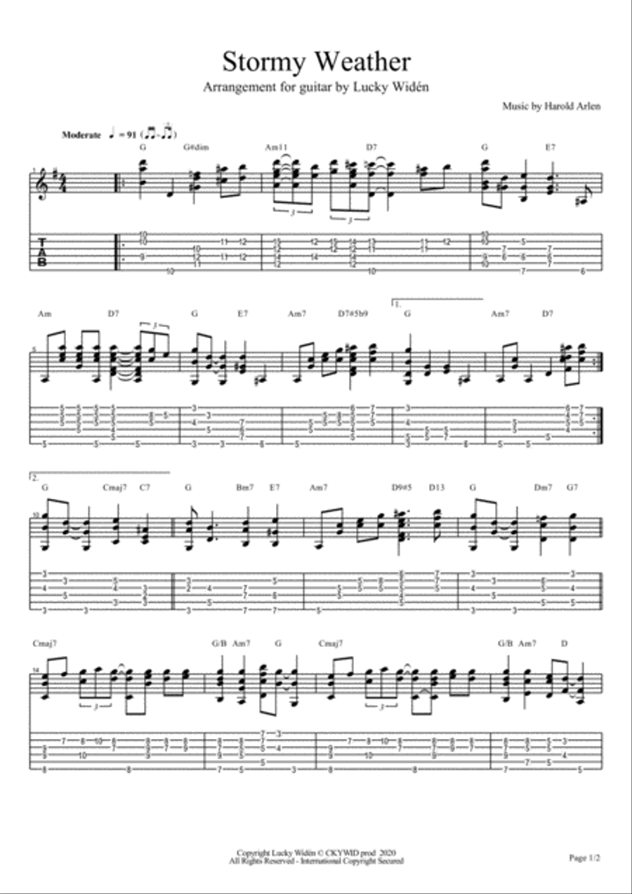 Stormy Weather (keeps Rainin' All The Time) Guitar Tablature scores gallery preview page 1