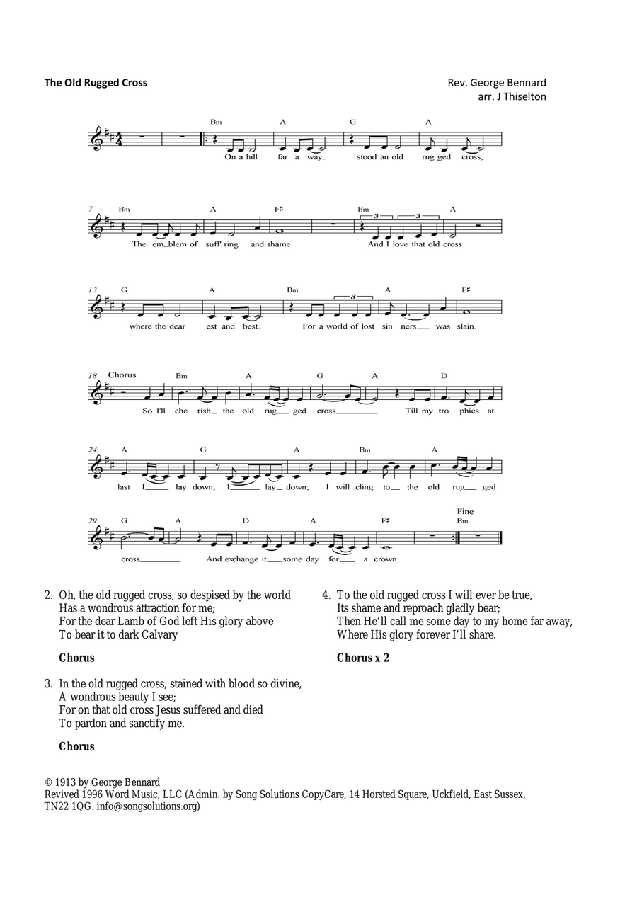 The Old Rugged Cross The Old Rugged Cross Guitar scores gallery preview page 1