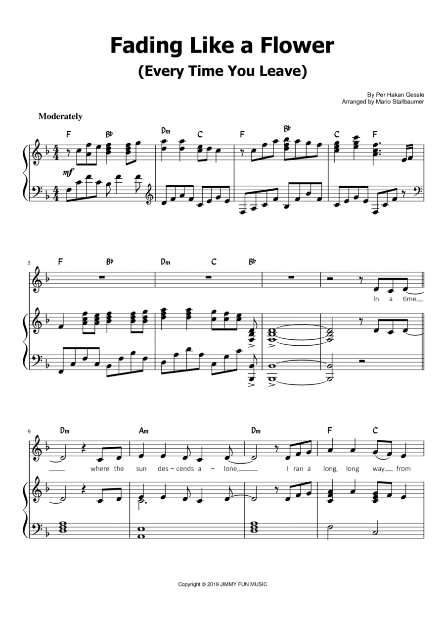 Fading Like A Flower (every Time You Leave) Voice scores gallery preview page 1