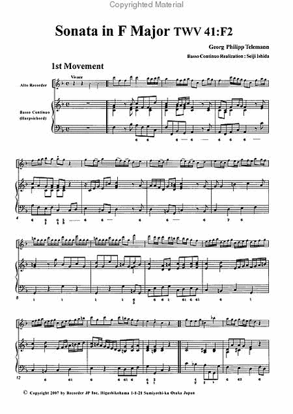 Sonata in F Major, TWV41:F2