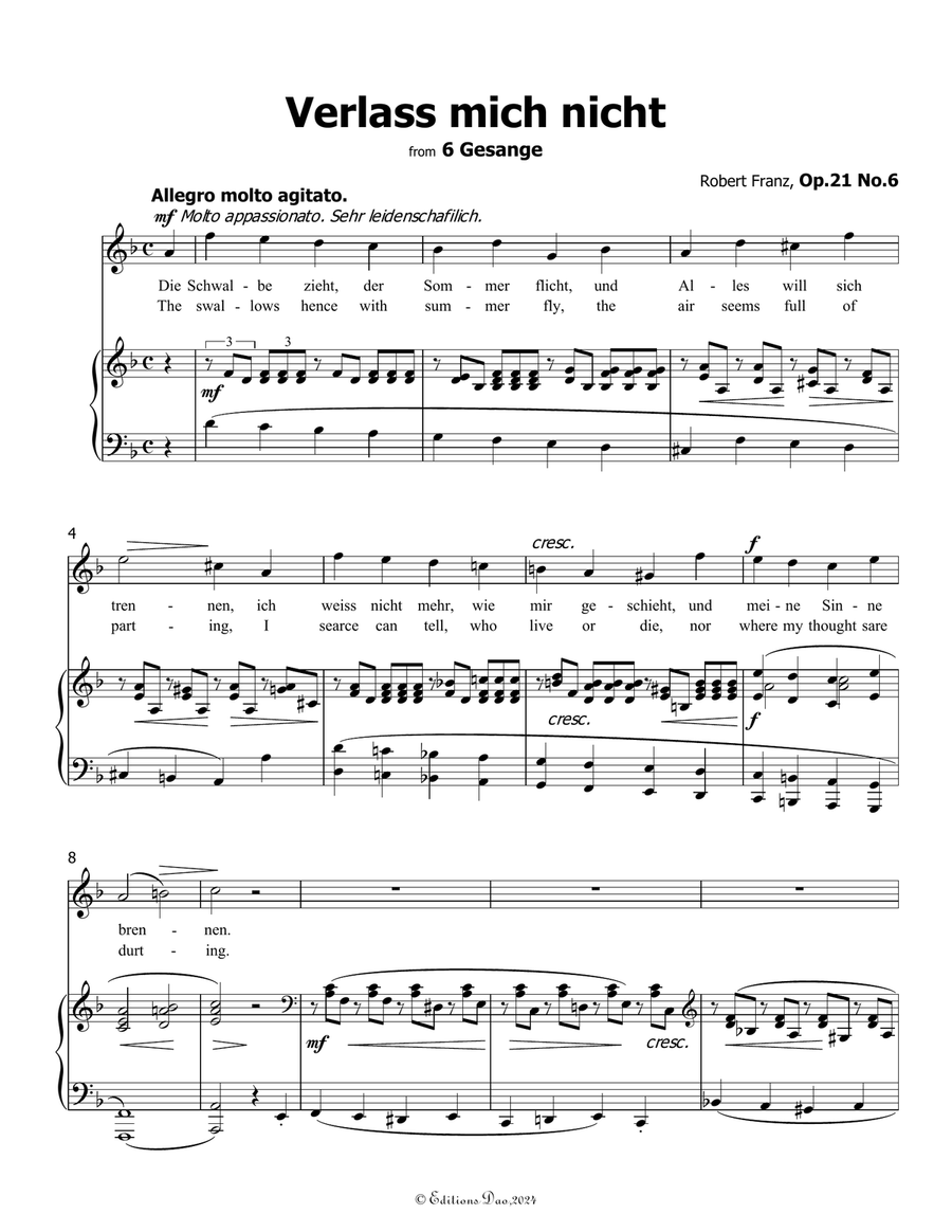 Verlass mich nicht, by Robert Franz, in d minor Voice scores gallery preview page 3