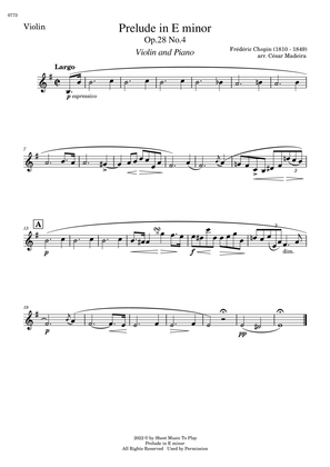 Prelude in E minor by Chopin - Violin and Piano (Individual Parts)