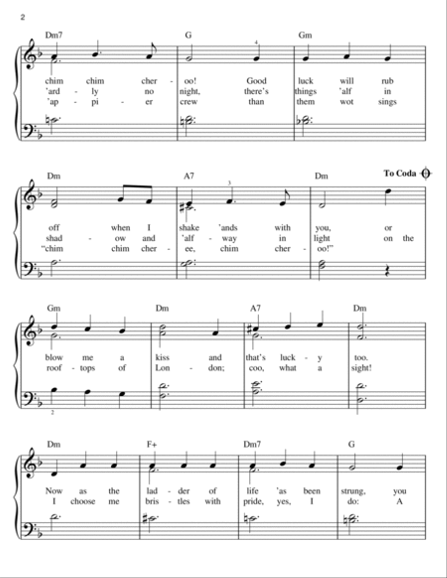 Chim Chim Cher-ee (from Mary Poppins) Easy Piano scores gallery preview page 2