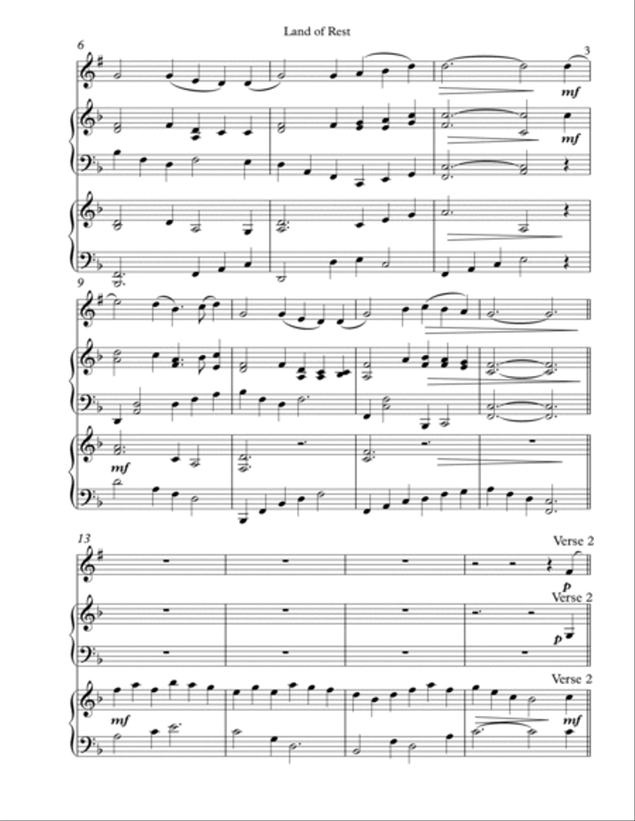 Land of Rest, Trio for Bb Clarinet, Harp, Piano B-Flat Clarinet scores gallery preview page 3