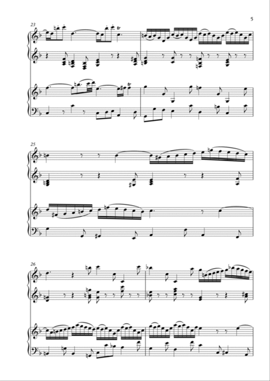 Double Violin Concerto in D minor (BWV 1043) - 2nd Movt - arranged for 2 pianos Violin Solo scores gallery preview page 5