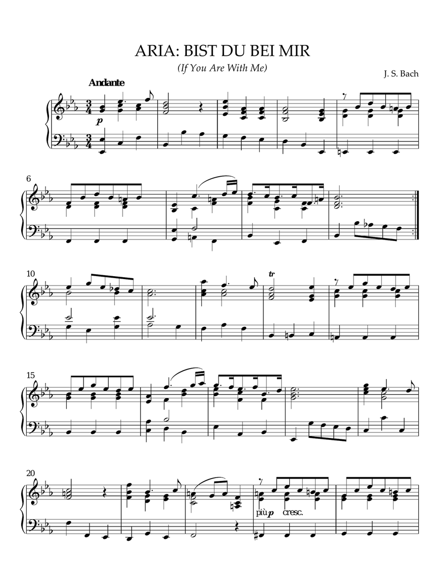 Bist Du Bei Mir (If You Are With Me) Piano Solo scores gallery preview page 1