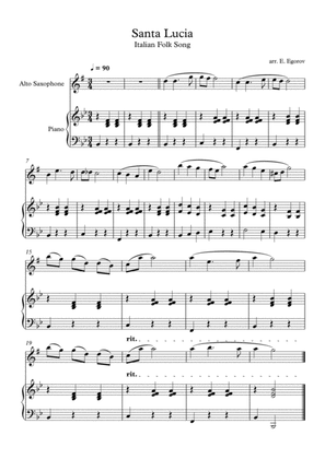 Santa Lucia, Italian Folk Song, For Alto Saxophone & Piano