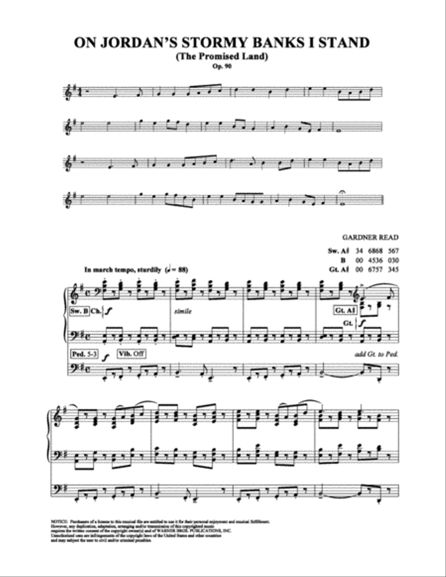 On Jordan's Stormy Banks I Stand (The Promised Land) Organ scores gallery preview page 1