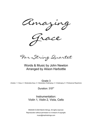 Book cover for Amazing Grace - string quartet