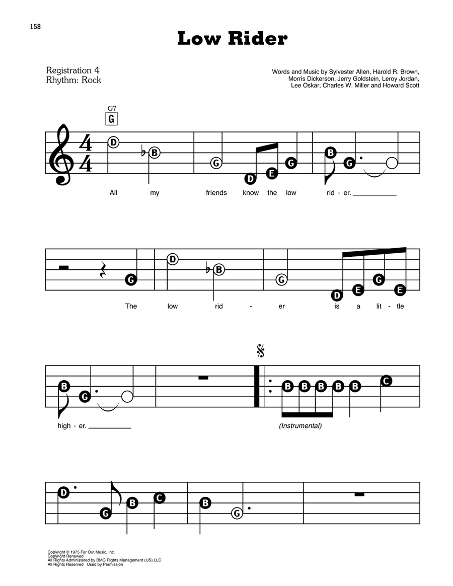 Low Rider Electronic Keyboard scores gallery preview page 1