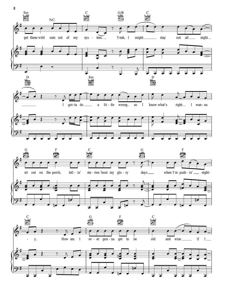 Young & Crazy Young & Crazy Piano, Vocal, Guitar scores gallery preview page 2