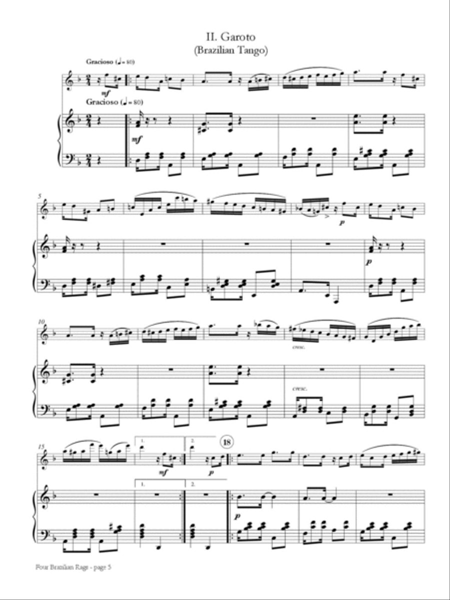 Four Brazilian Rags for Piccolo and Piano Piccolo scores gallery preview page 3