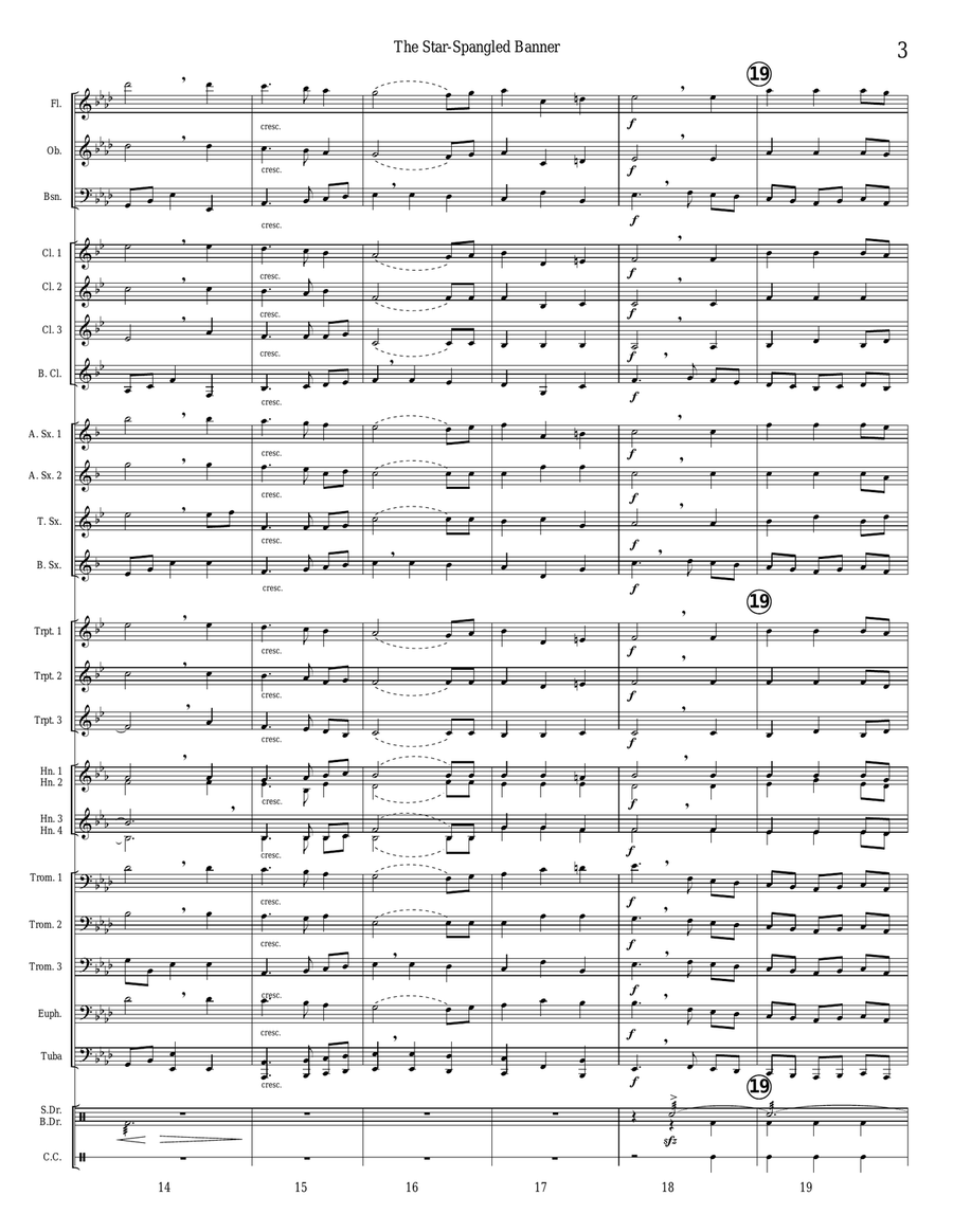 THE STAR-SPANGLED BANNER (USA National Anthem; concert band setting) Concert Band scores gallery preview page 3