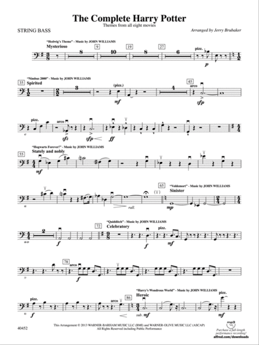 The Complete Harry Potter: String Bass Full Orchestra scores gallery preview page 1