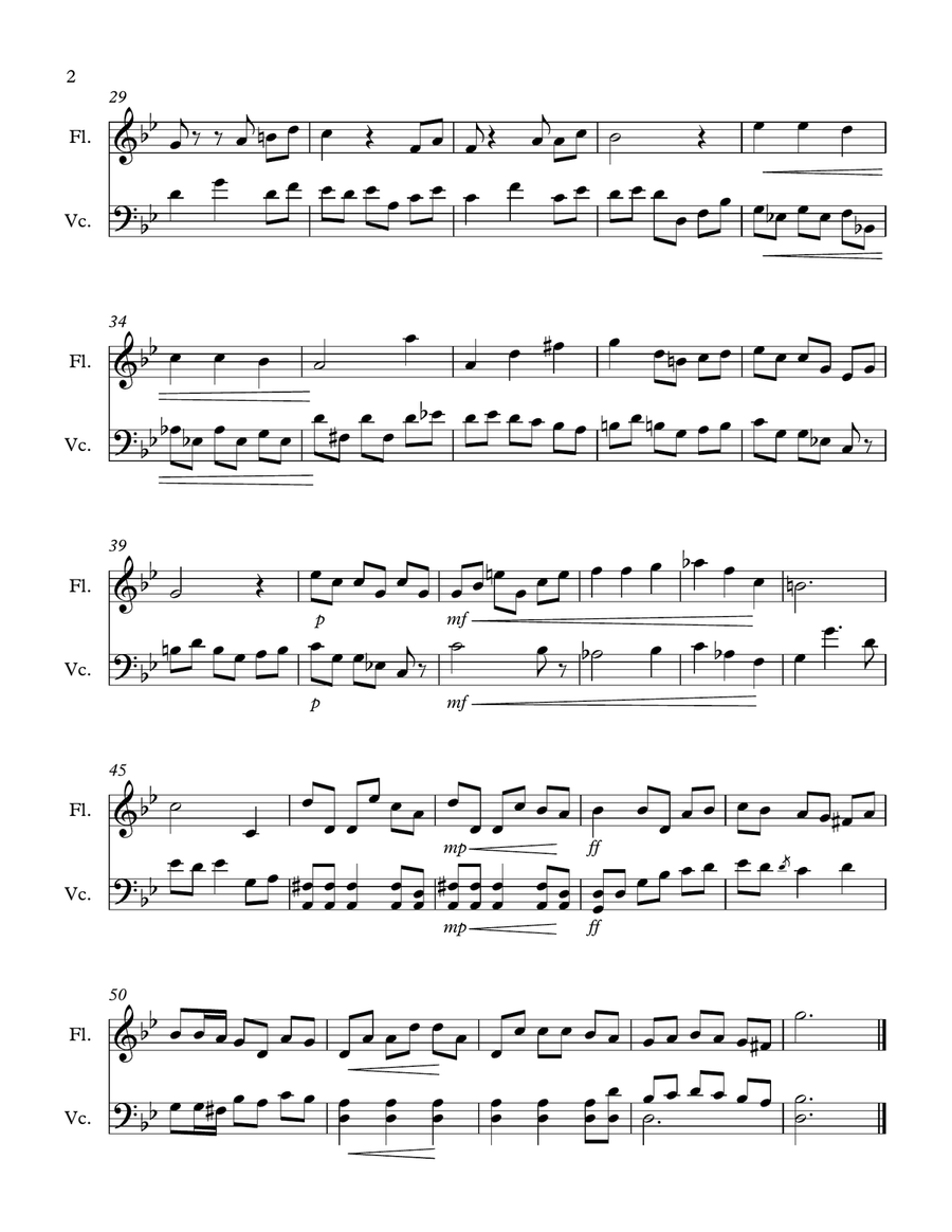 Baroque Style Duet for Flute and Cello Flute scores gallery preview page 2