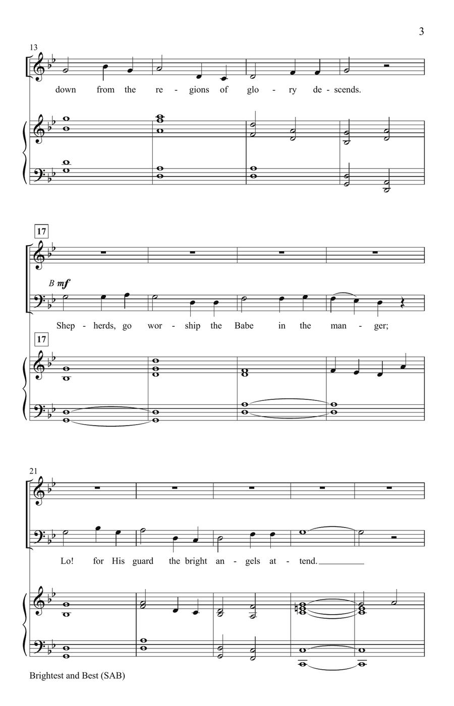 Brightest and Best (SAB, Digital) 3-Part scores gallery preview page 3
