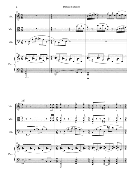 Danzas Cubanos, for piano quartet image number null