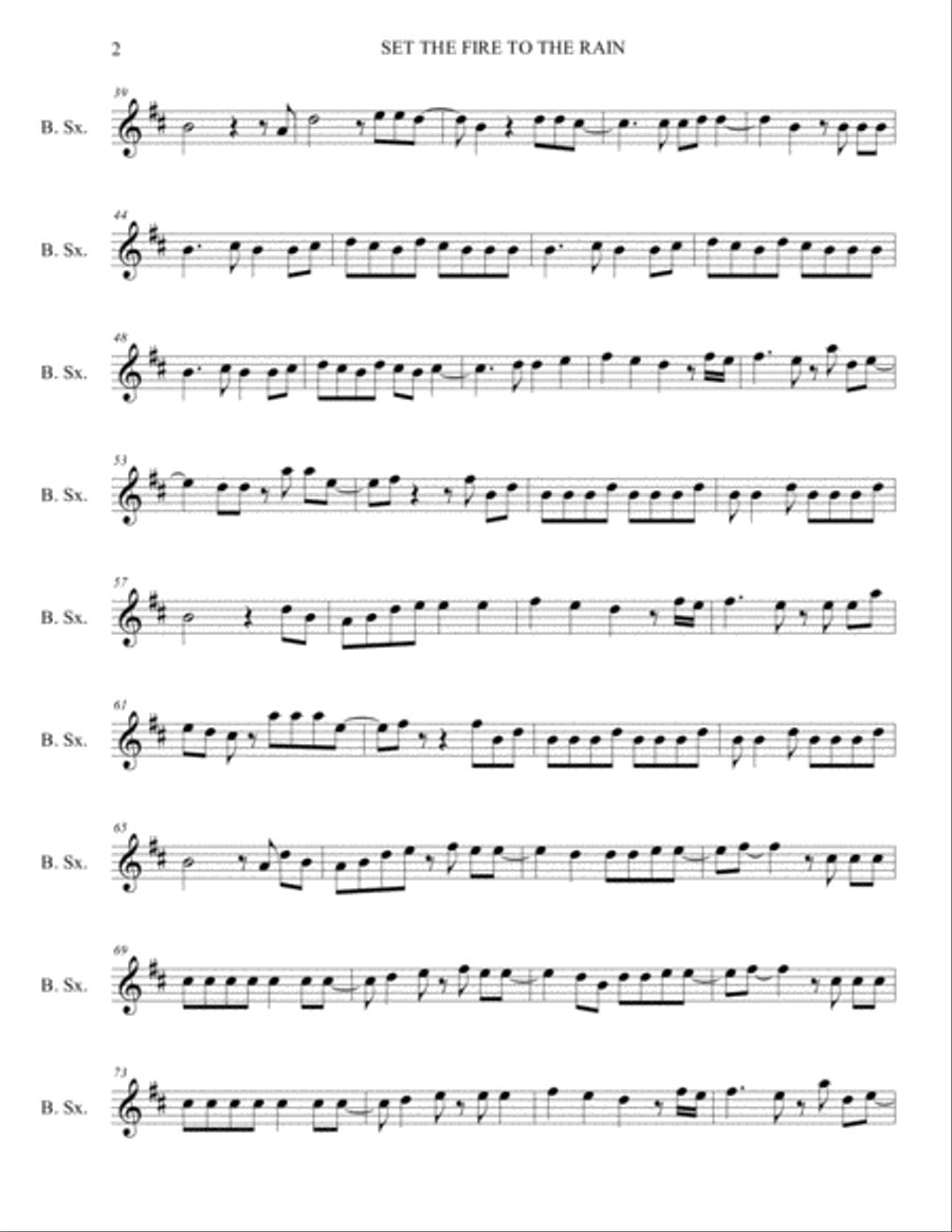 Set Fire To The Rain Baritone Saxophone scores gallery preview page 2