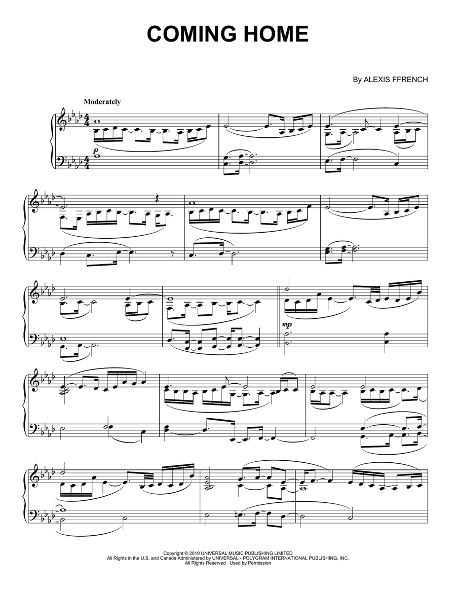 Coming Home Piano Solo scores gallery preview page 1