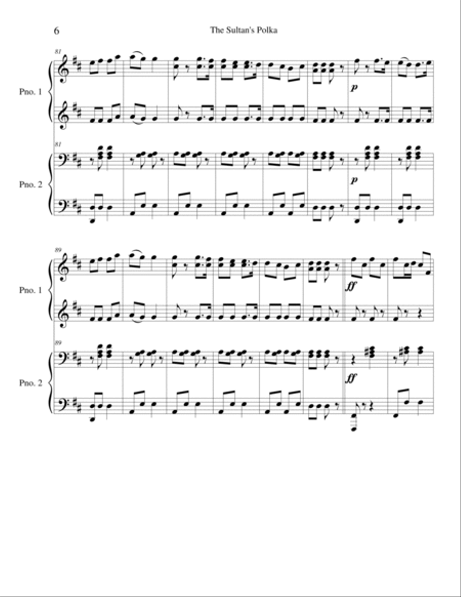 The Sultan's Polka for Piano Duet Piano Solo scores gallery preview page 6