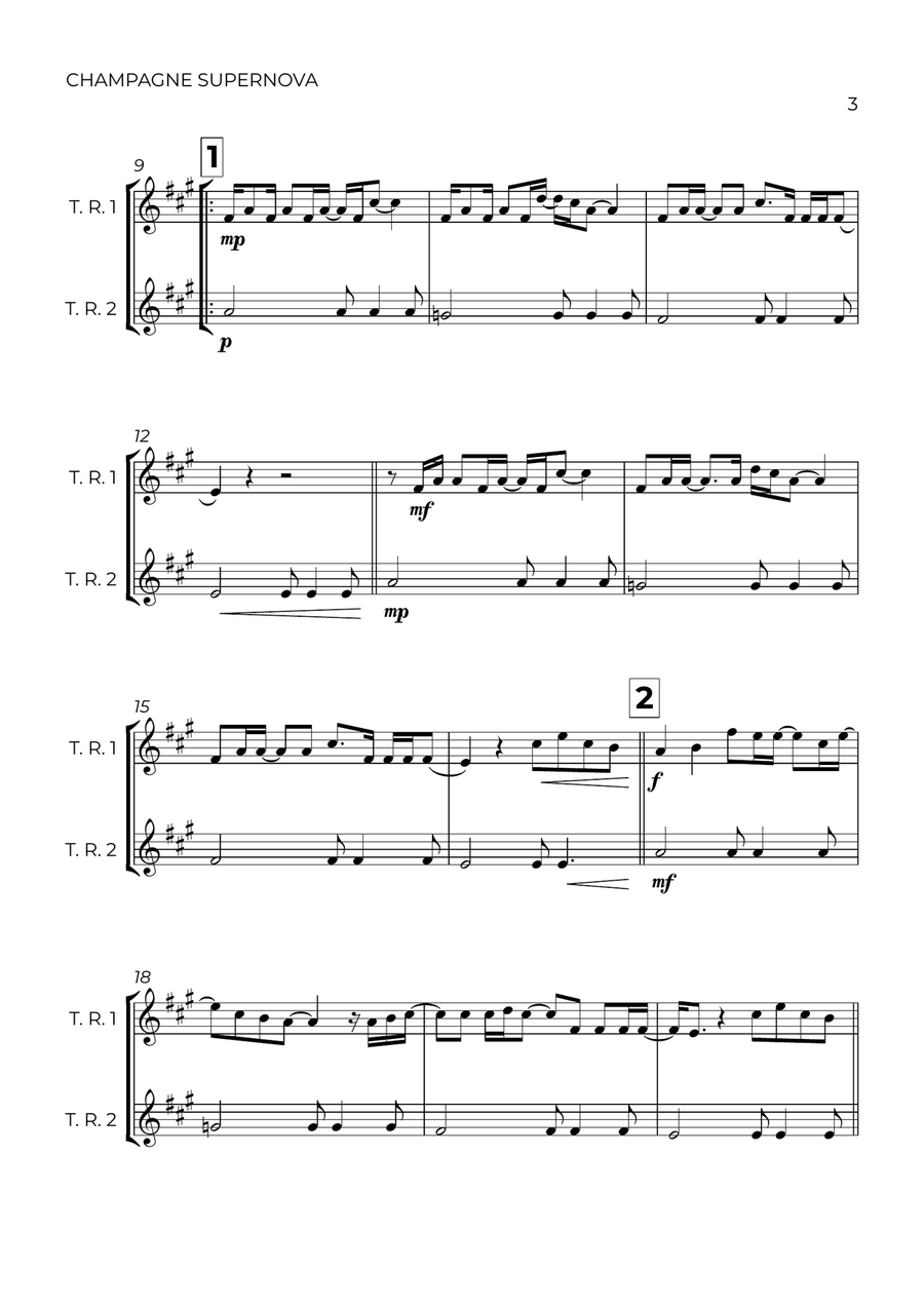 Champagne Supernova Woodwind Duet scores gallery preview page 3