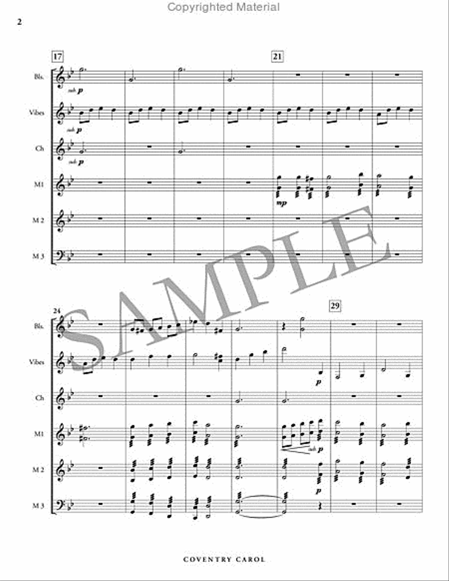 Coventry Carol Percussion Ensemble scores gallery preview page 3