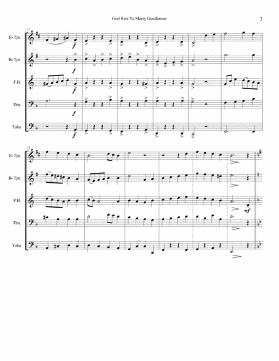 God Rest Ye Merry Gentlemen Brass Ensemble scores gallery preview page 3