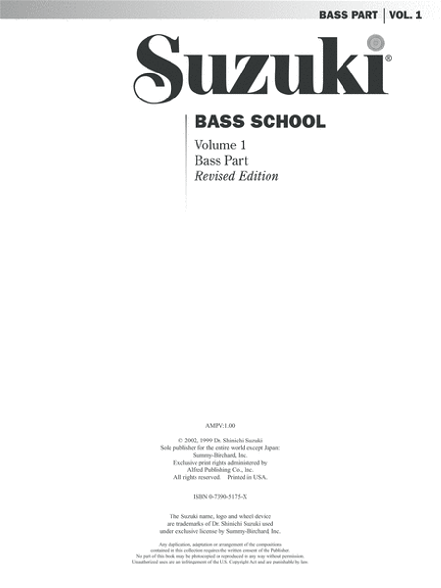 Suzuki Bass School, Volume 1