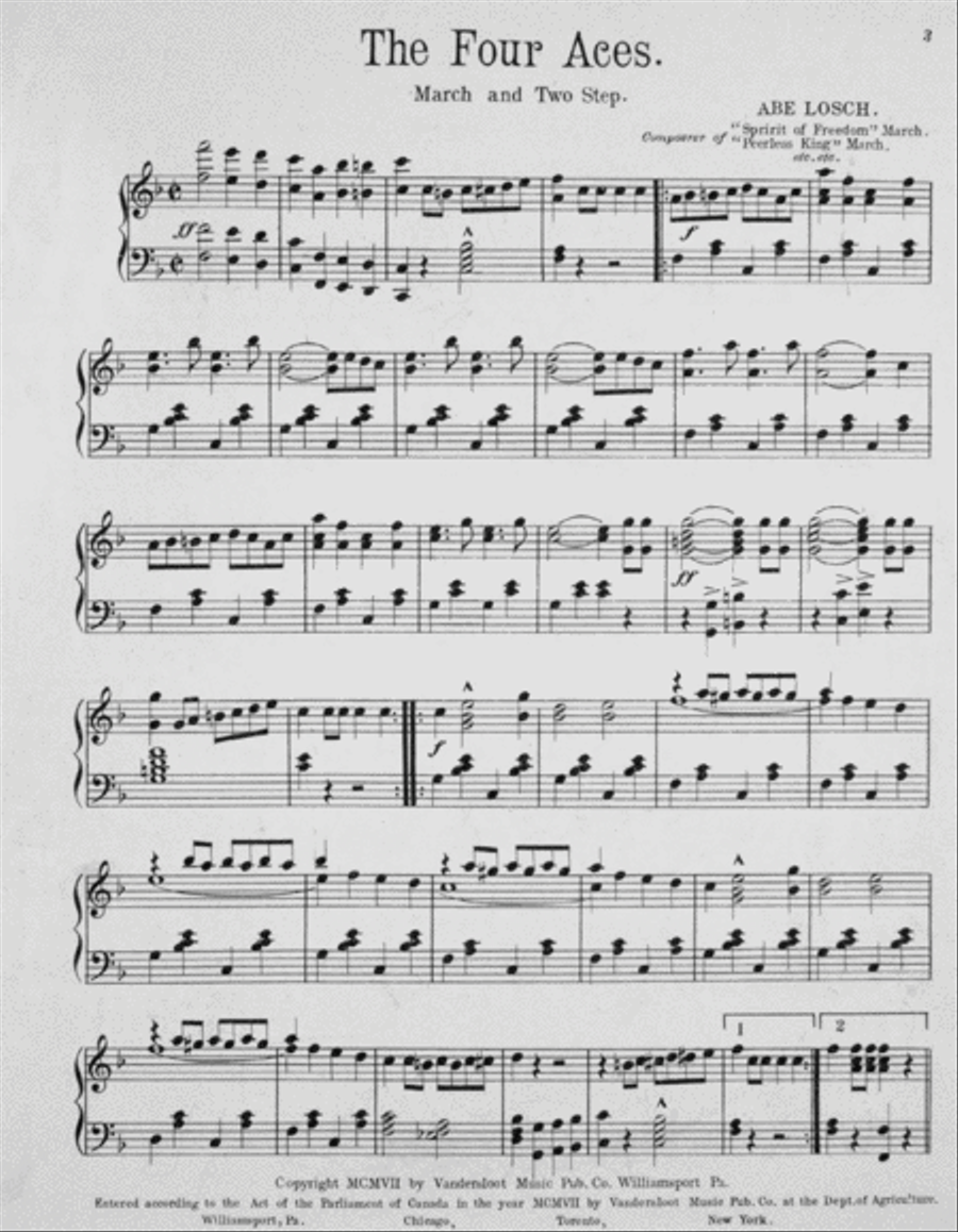 Four Aces. March Two-Step Piano Solo scores gallery preview page 2