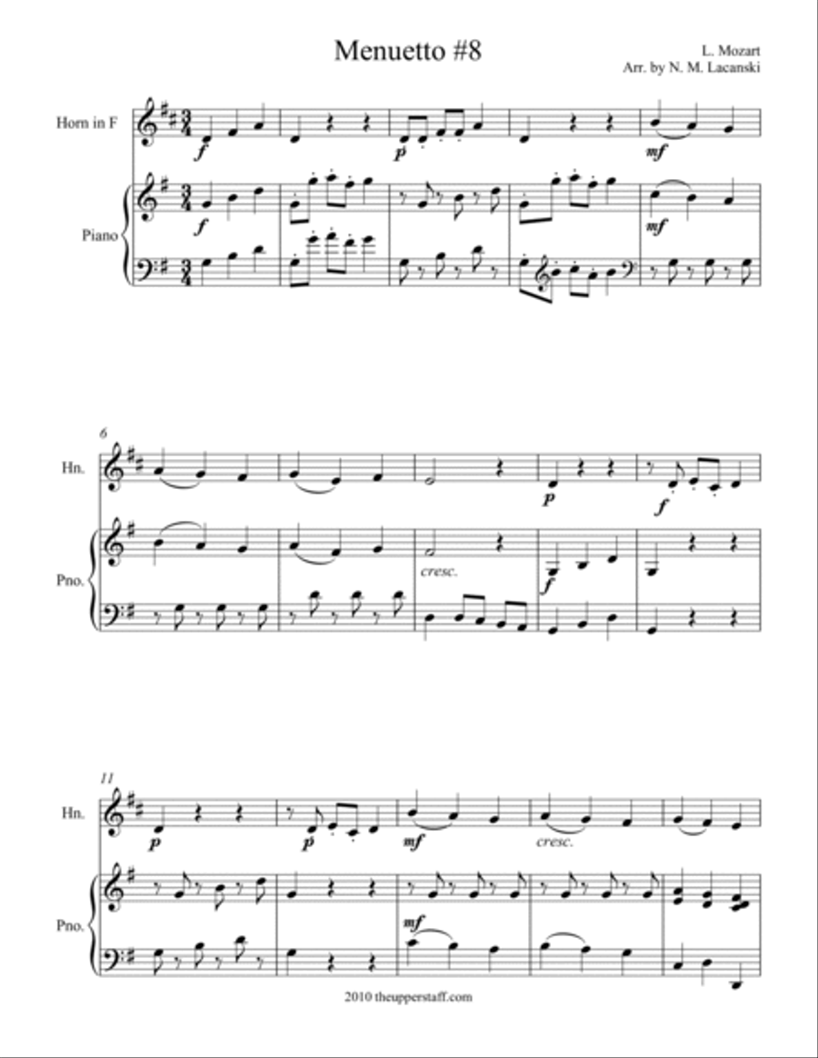 Menuetto #8 Horn Solo scores gallery preview page 2