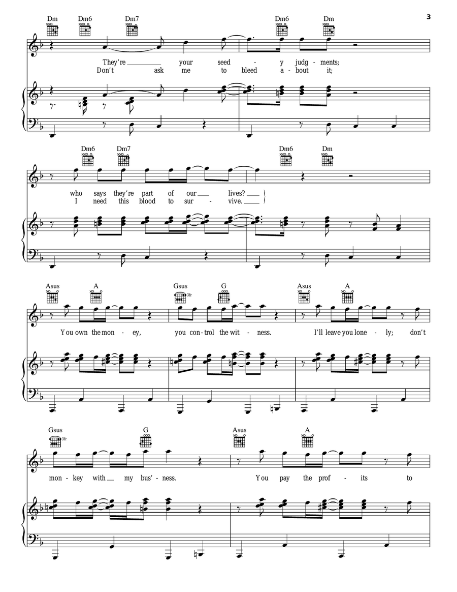 Notorious Piano, Vocal, Guitar scores gallery preview page 3