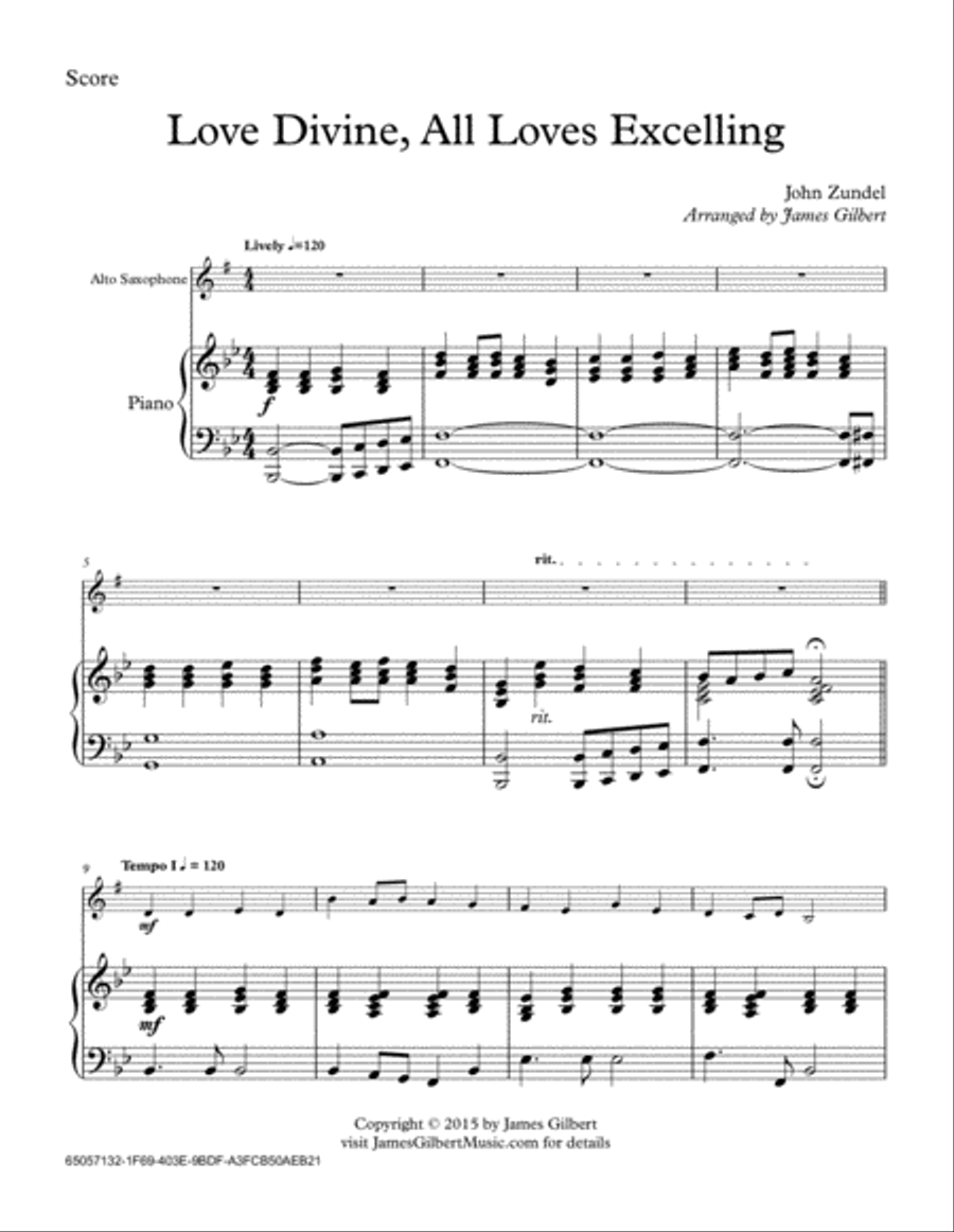 Love Divine, All Loves Excelling Alto Saxophone scores gallery preview page 1