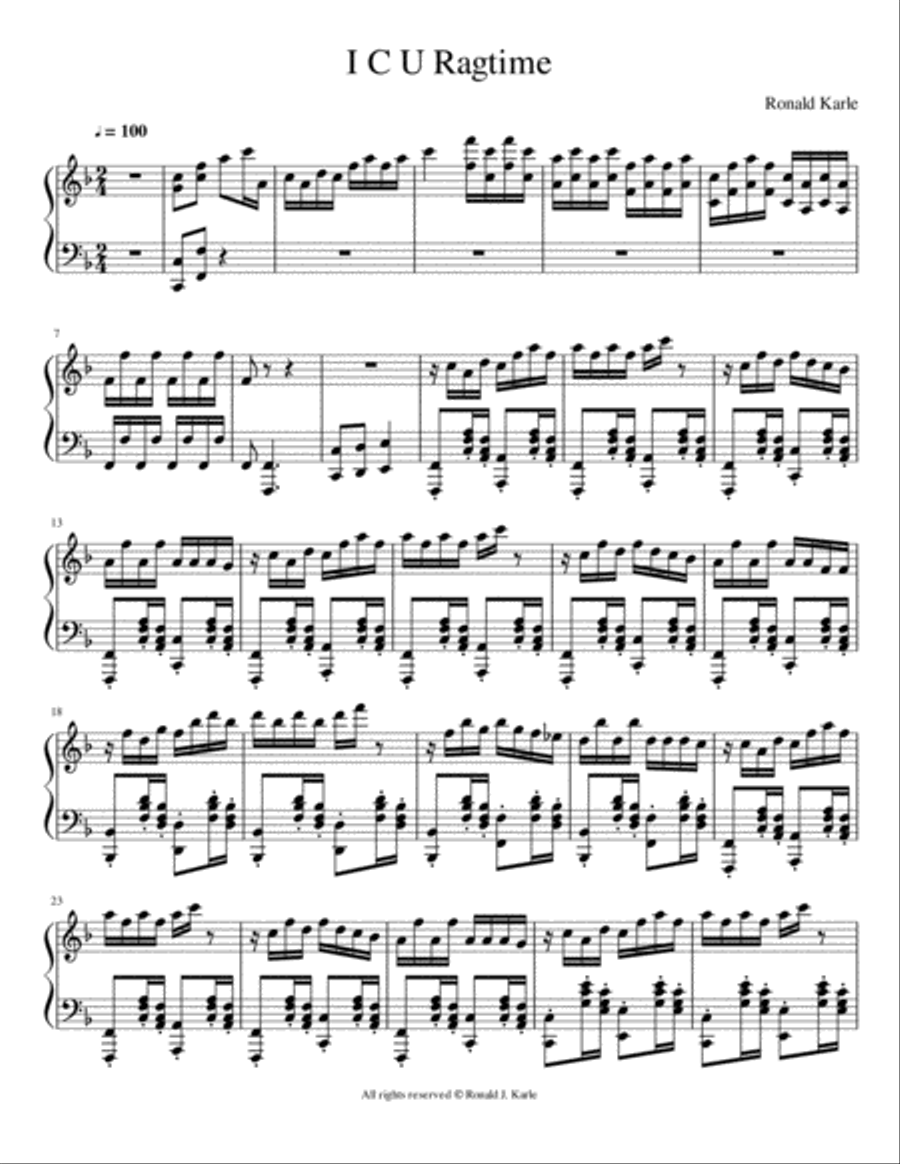 I C U Rag Piano Method scores gallery preview page 1