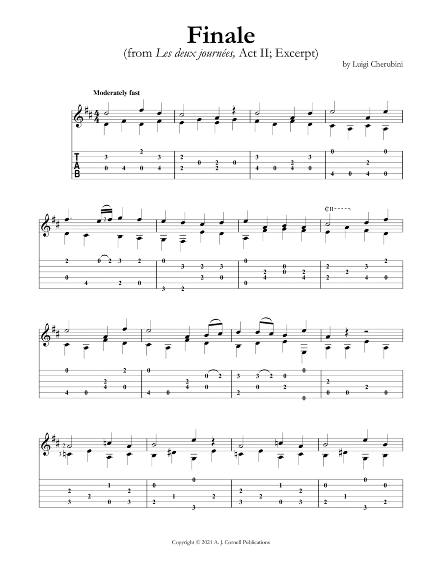 Finale (from Les deux journées, Act II; Excerpt) Acoustic Guitar scores gallery preview page 1