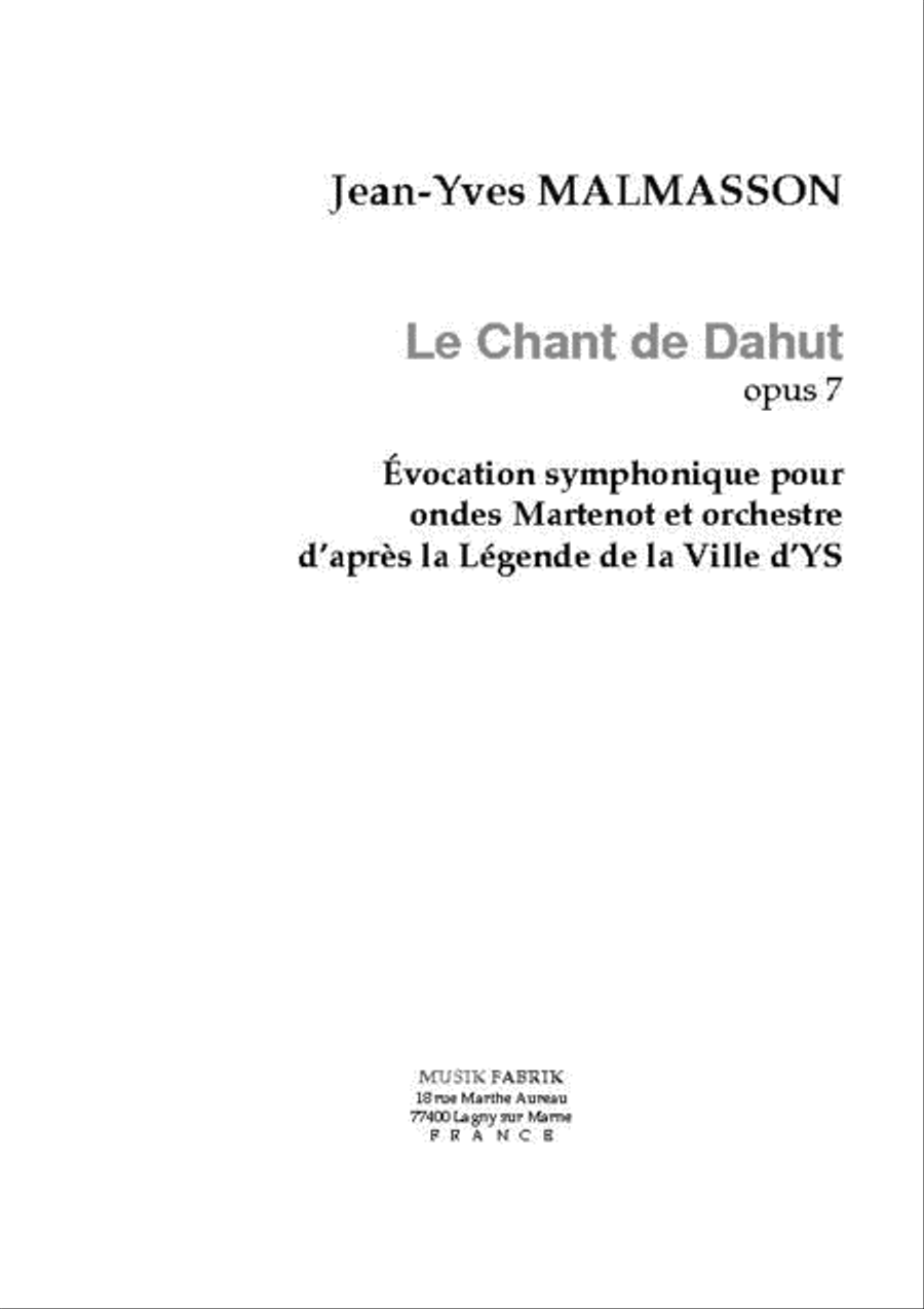 Le Chant de Dahut for Ondes martenot/Orch Solo Part scores gallery preview page 1